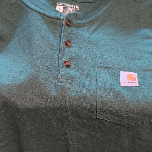 Carhartt Men's Forest Green Henley Long Sleeve Shirt - Picture 4 of 4